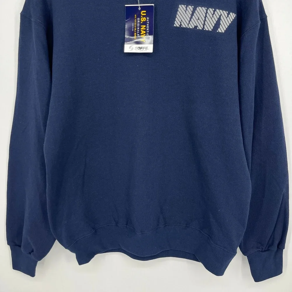 Soffe Mens US Navy Reflective Logo Crewneck Fleece Sweatshirt Blue Size M NWT